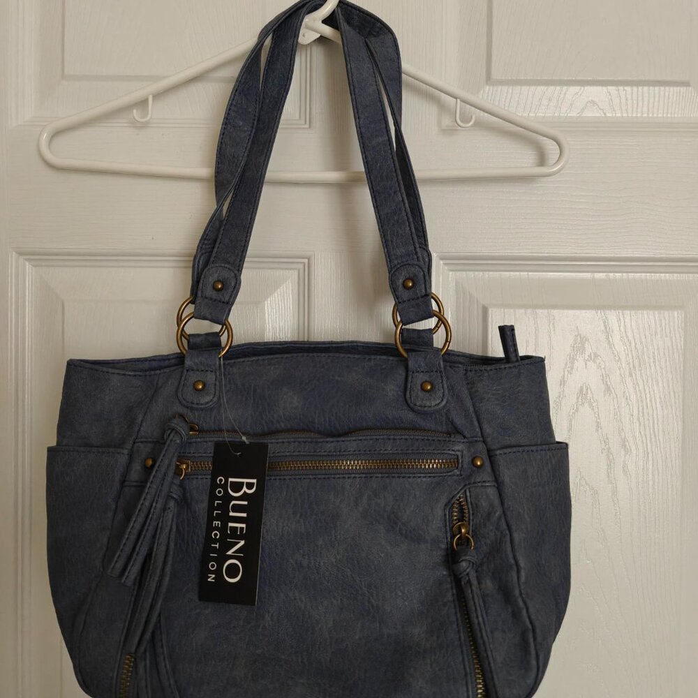 Bueno Blue Denim color synthetic leather handbag NWT